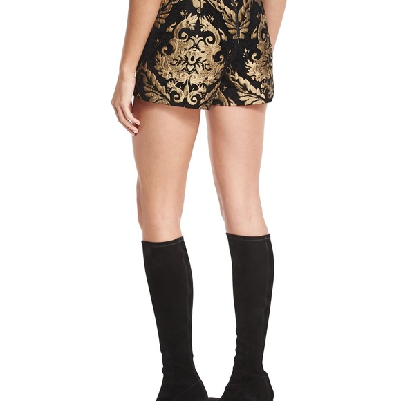 Alice + Olivia Marisa Baroque Embroidered Shorts Women’s Size 4 In Black / Gold - Picture 4 of 9